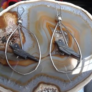 Zuni Native American Raven fetish earrings.
